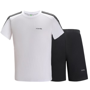 运动套装男夏季短袖T恤短裤健身跑步运动服休闲透气两件套